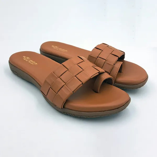 Vank Fashion Women Flat Sandals Casual Slip-On Flats For Ladies Stylish, Trendy And Comfortable Footwear For Everyday Wear (Color Green, Black, Tan) (Pack of 5 Pairs)