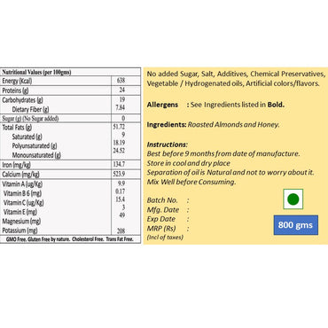 Almond Butter - Honey Sweetened - Creamy - Premium-2