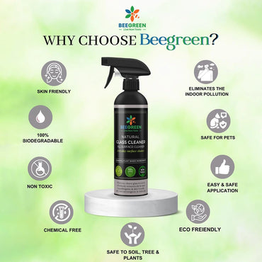 BeeGreen All in One Glass Cleaner/ 100% Natural & Plant based Ingredients / Streak Free Cleaning- 500ml (Pack of 6)