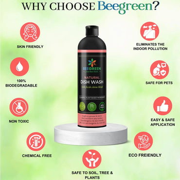 BeeGreen Eco-Friendly & Biodegradable Natural Dish Wash Liquid Soap- 500ml (Pack of 6)