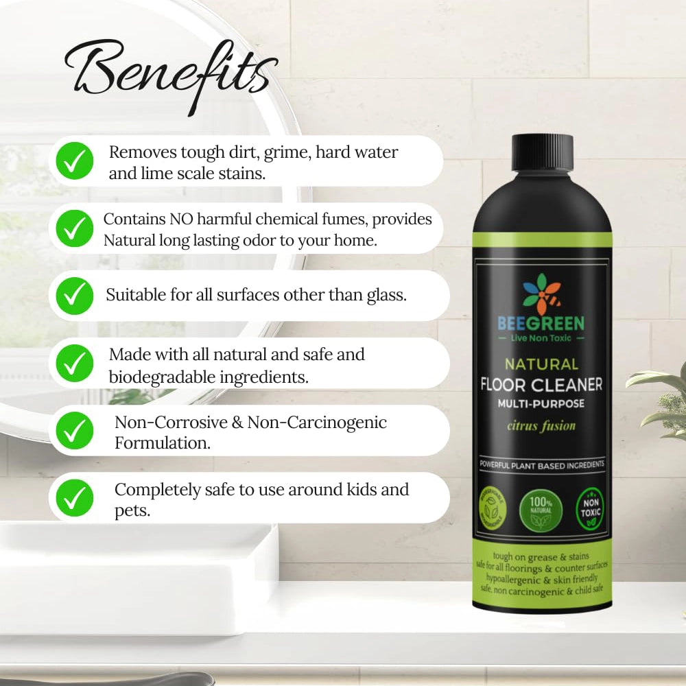 BeeGreen Eco-Friendly & Biodegradable Natural Floor Cleaner Multi-Purpose -500ml (Pack of 6)