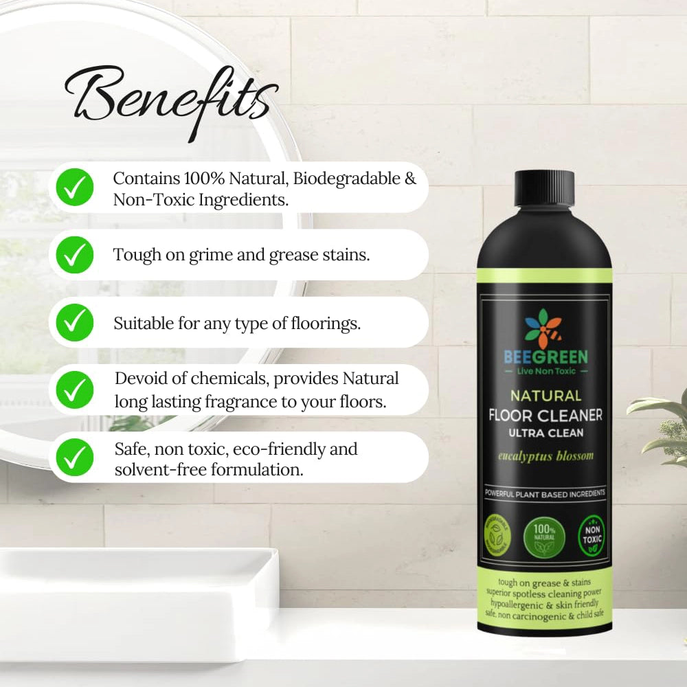 BeeGreen Eco-Friendly & Biodegradable Natural Floor Cleaner Ultra Clean- 500ml (Pack of 6)