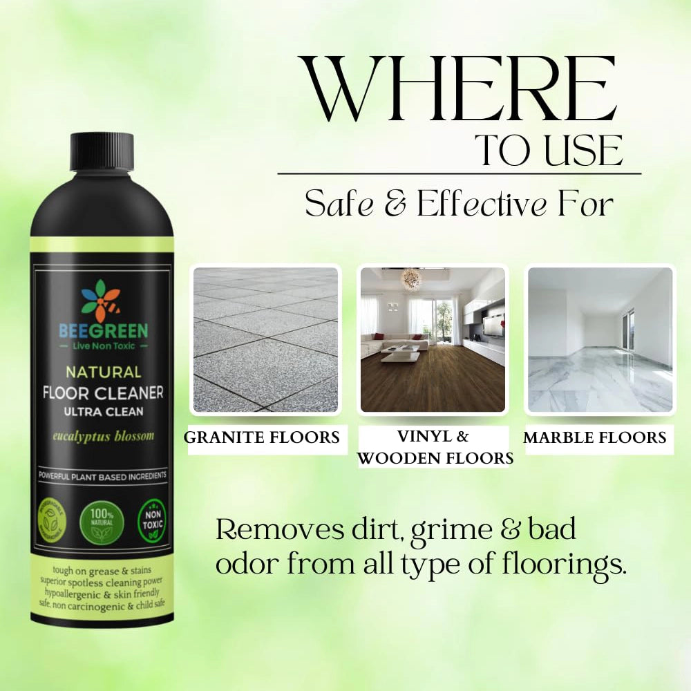 BeeGreen Eco-Friendly & Biodegradable Natural Floor Cleaner Ultra Clean- 500ml (Pack of 6)