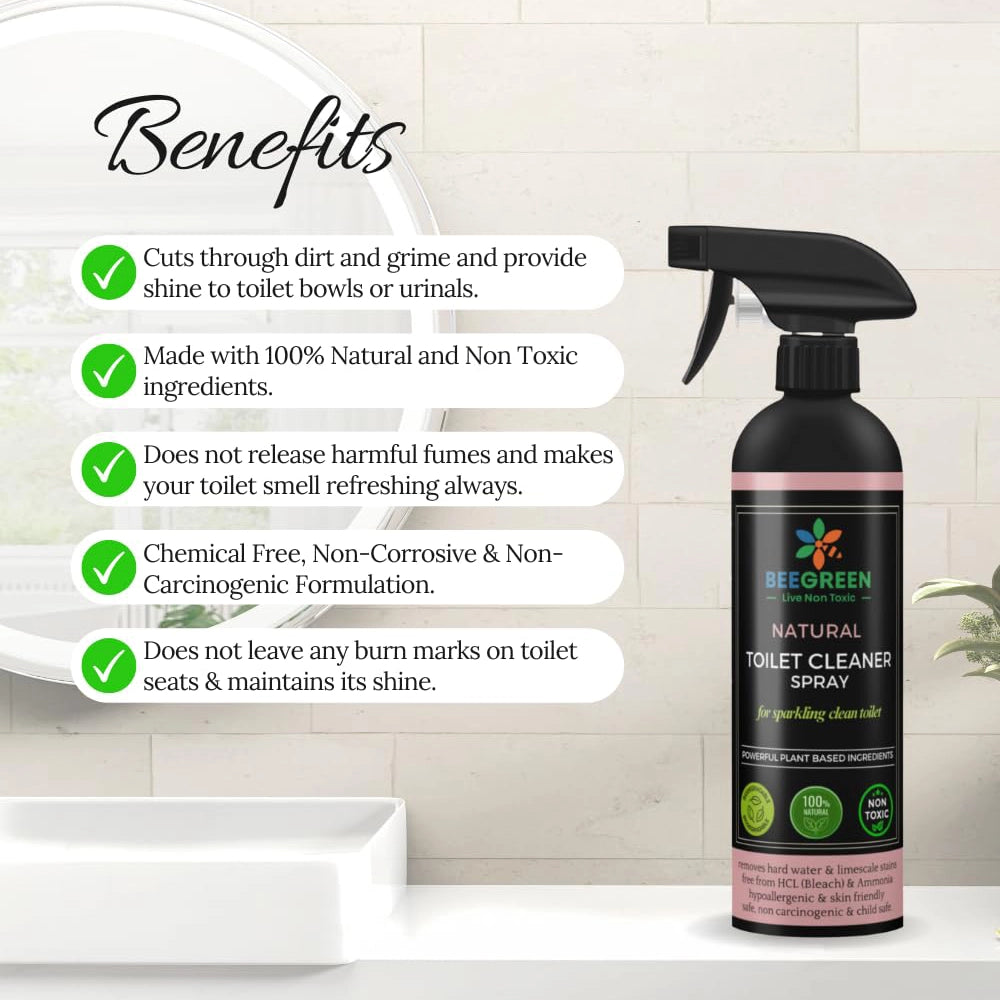 BeeGreen Natural Toilet Cleaner Spray/ Removal of Tough Stains & Bad Odor- 500ml (Pack of 6)
