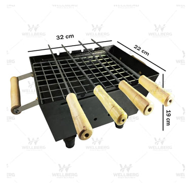 Charcoal Grill Barbecue, Rubber Leg with 4 Skewers-2