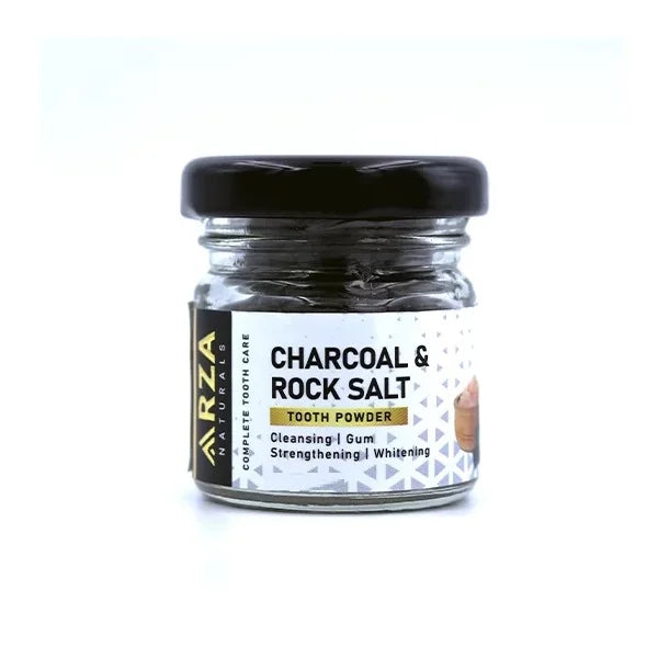 Arza Naturals Charcoal Rock Salt Tooth Powder with Rock Salt & Charcoal Powder for Gum Strengthening 50g (Pack of 4)