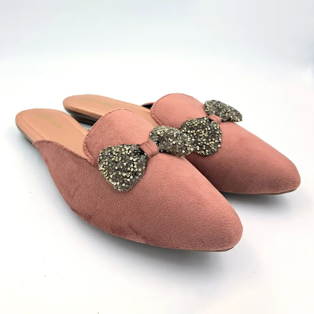 Vank Fashion Leather Flat Mules / Juttis For Girls And Women For Casual Wear (Color-Black, Peach) (Pack of 5 Pairs)