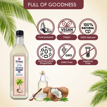 Drippy Organics Cold Pressed Coconut Oil- 500ml