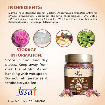 Drippy Organics Dry Fruits Gulkand- 250 Grams