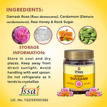 Drippy Organics Honey Gulkand- 250 Grams