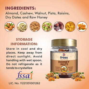 Drippy Organics Honey Nuts- 250 Grams