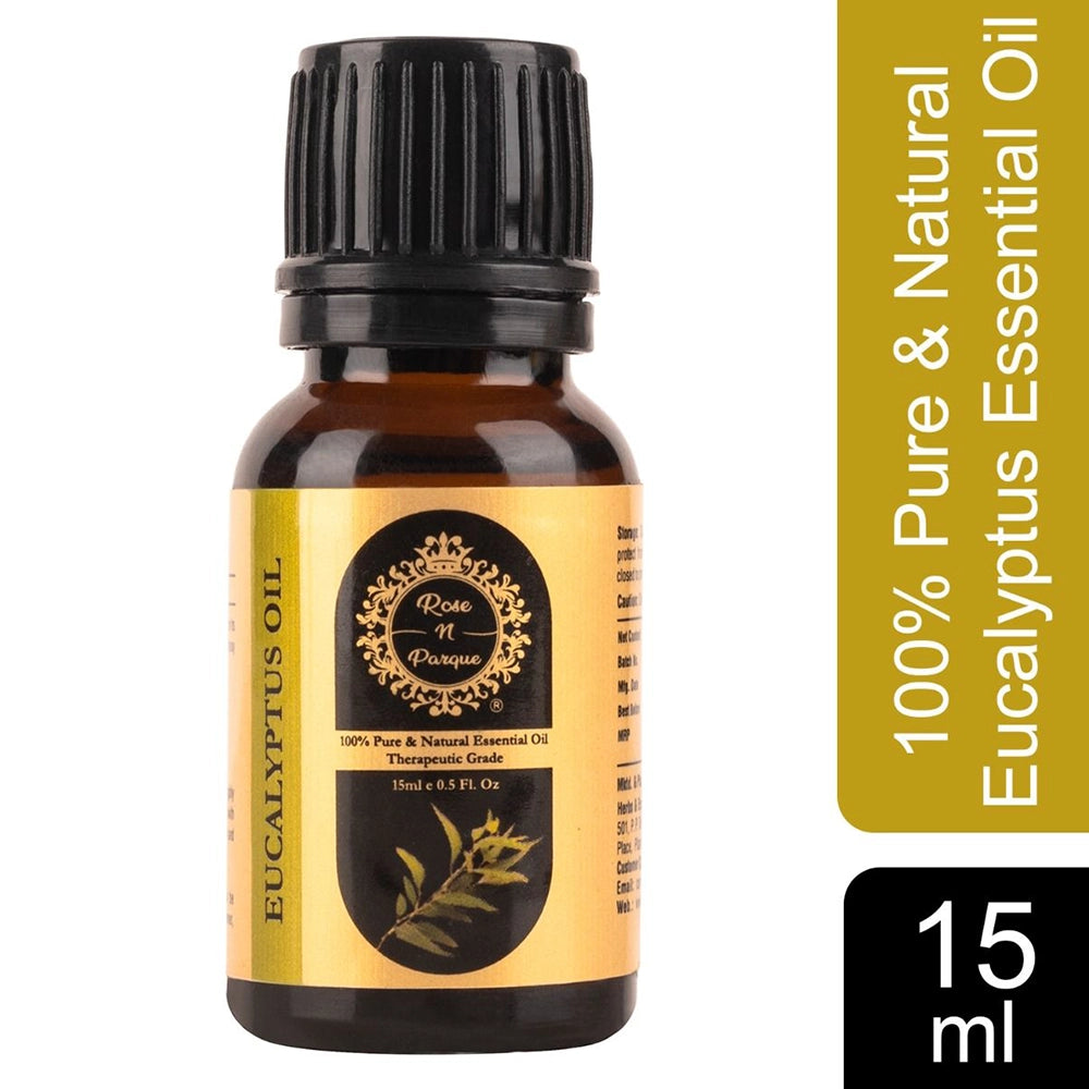 Rosenparque Nilgiri Eucalyptus Essential Oil / Promotes Clear Skin, Strong Hair / Revitalizing & Nourishing Care for Face, Scalp & Muscles / 100% Pure, Natural, Organic Essential Oil / 15ML (Pack of 5)