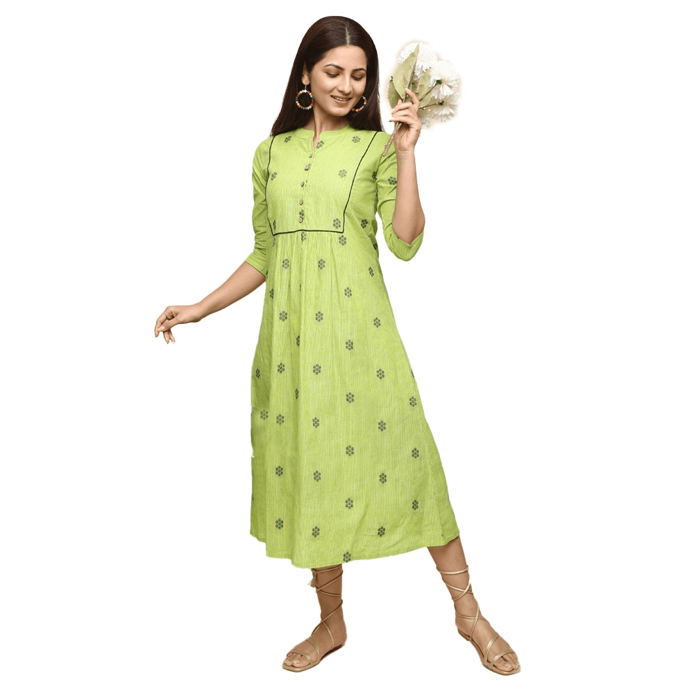 Adhuri Floral And Striped Cotton Dress For Women-2