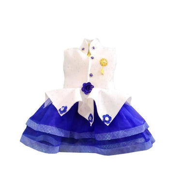 Girls Net Frocks & Dresses-blue.2