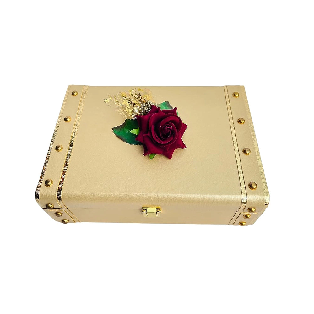 Golden Leatherette MDF Hamper Box-2