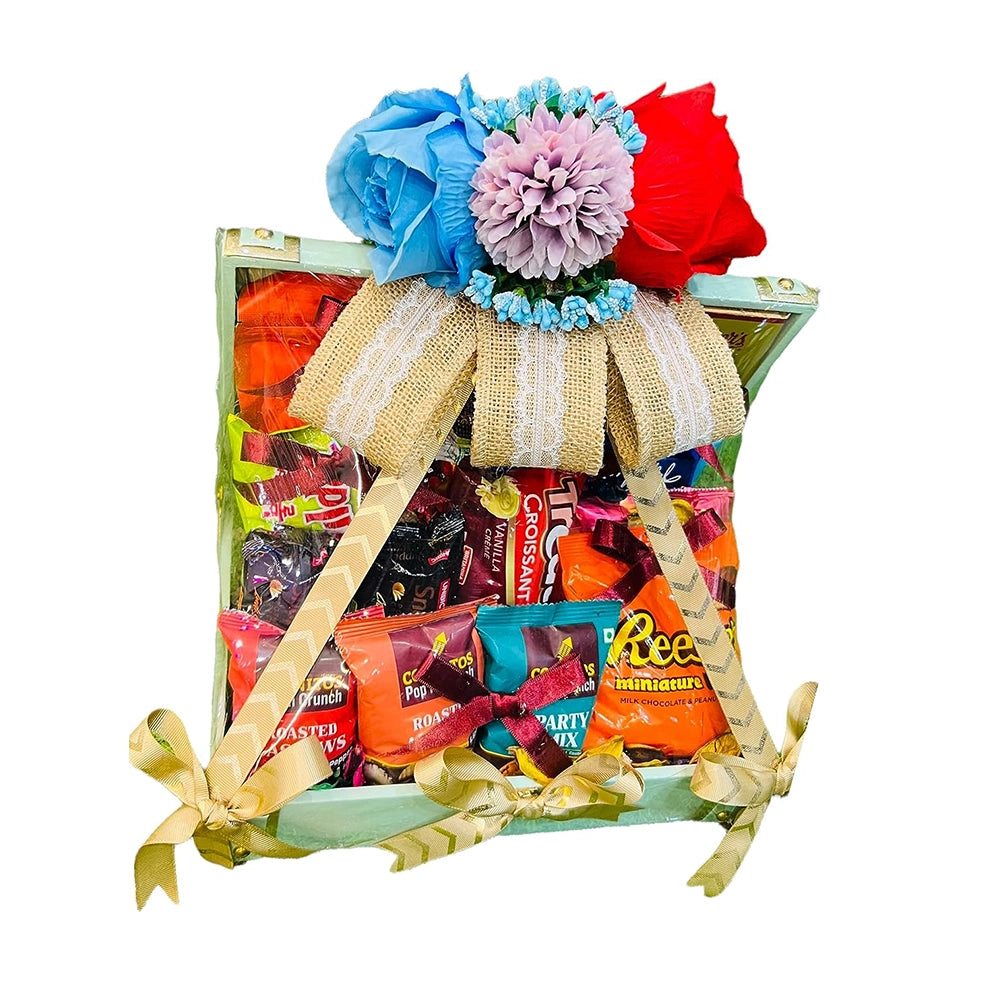 Golden Leatherette MDF Hamper Box-3