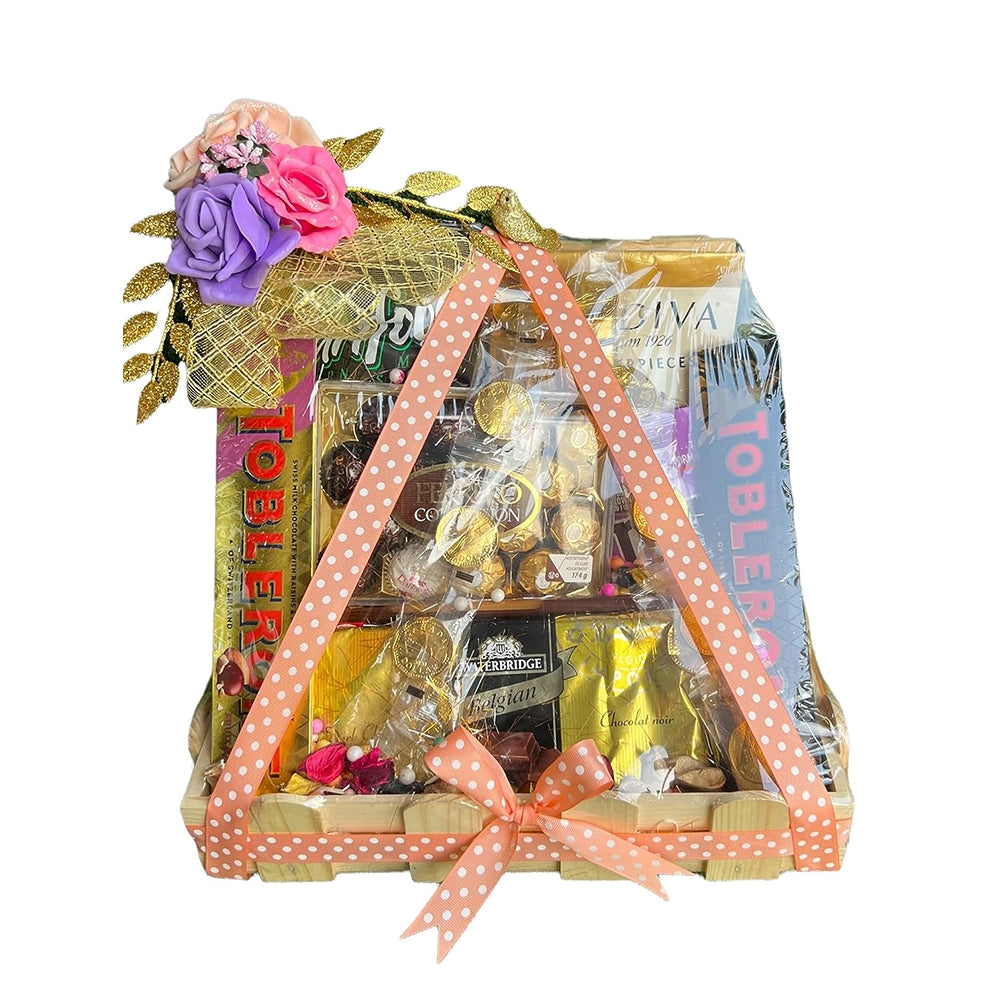 Golden Leatherette MDF Hamper Box-4