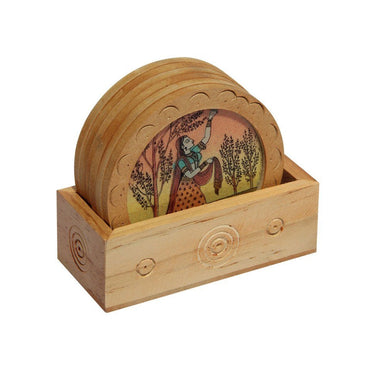Real Gemstone Pine Wood Coaster 1