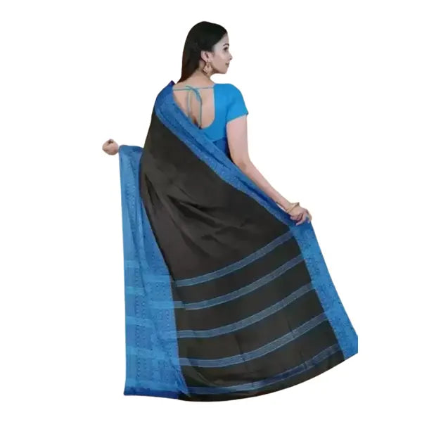 KHADI Begom Puri Saree Black & Blue 3