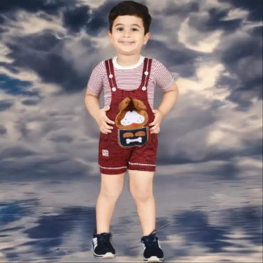 KIDZLIFE Dungarees set Maroon (2)