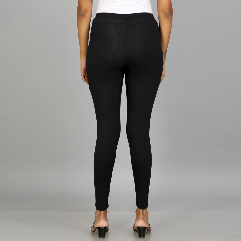Kansie Solid Light Ankle Length Leggings black (3)