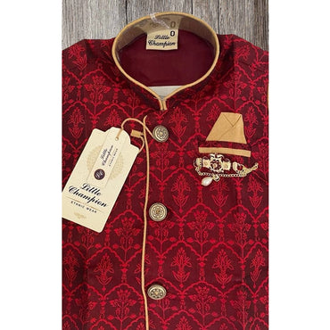 Kids Sherwani Set Maroon-2