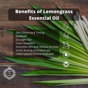 RosenParque 100% Pure & Natural Lemongrass Essential Oil- 10ml (Pack of 5)
