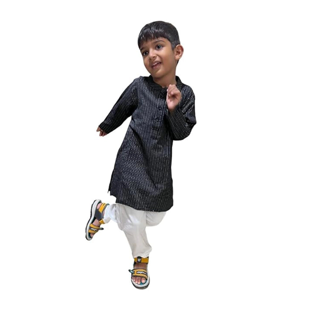 Maitreyo Baby Boy Kantha Black Color Kurta Pyjama Set-2