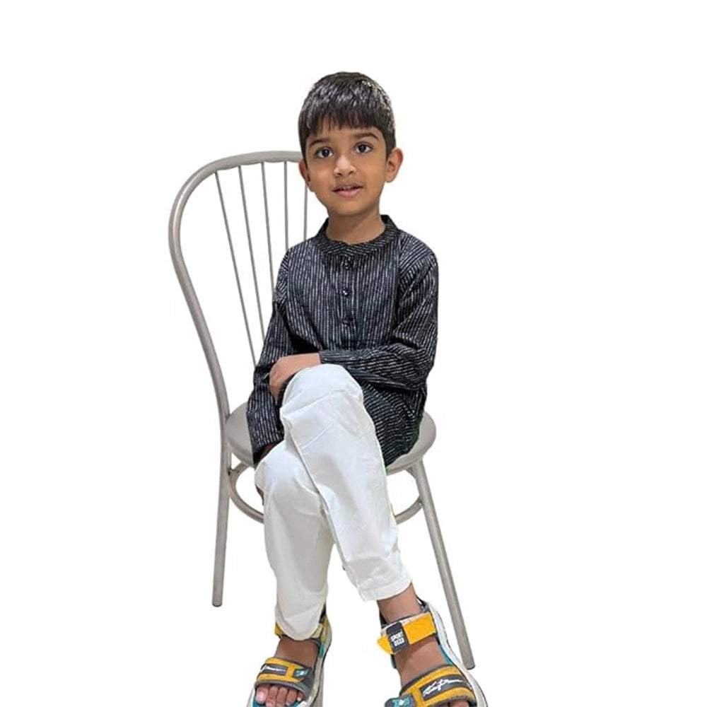 Maitreyo Baby Boy Kantha Black Color Kurta Pyjama Set-3