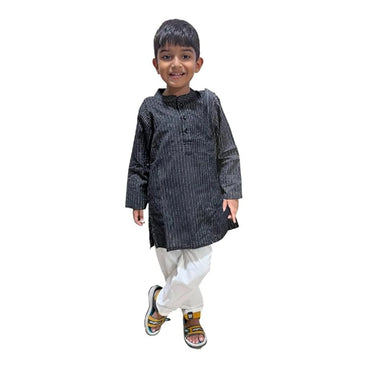 Maitreyo Baby Boy Kantha Black Color Kurta Pyjama Set-5