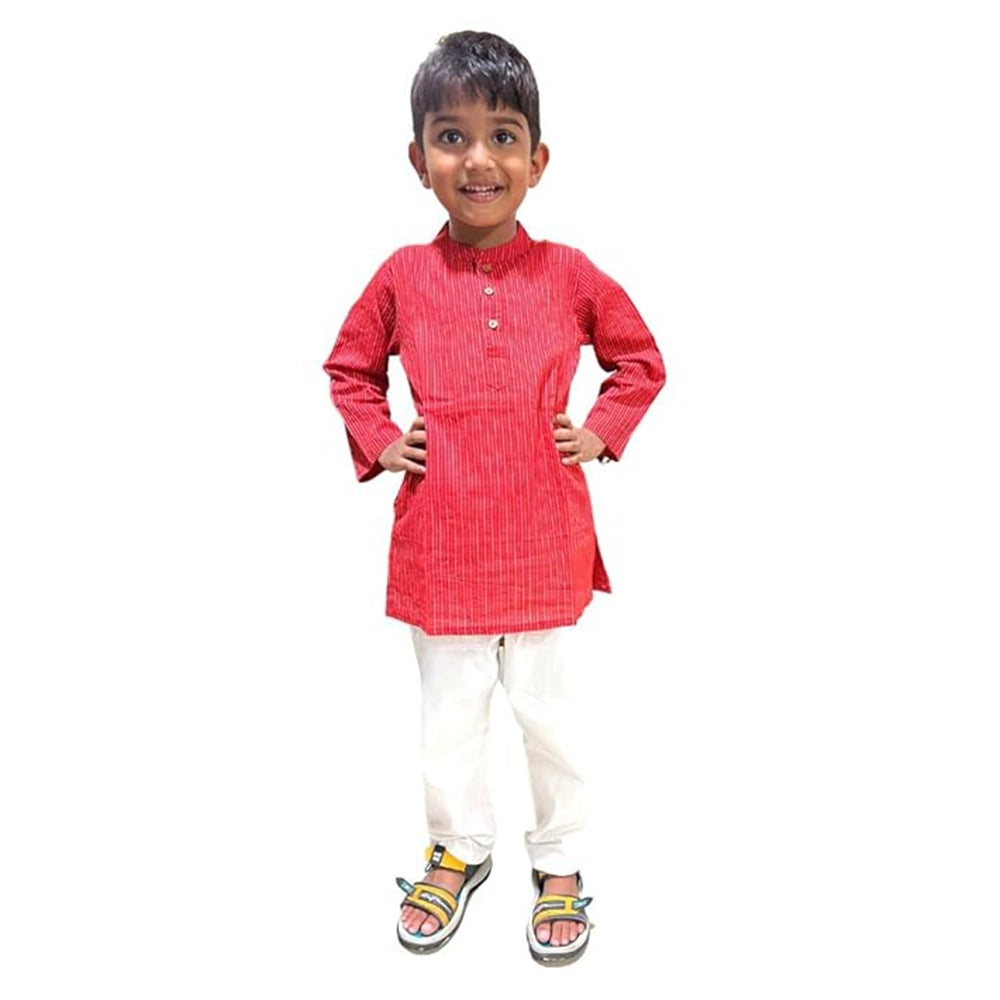 Maitreyo Baby Boy Kurta Pajama Set Red Color-4
