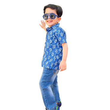 Maitreyo Boys Cotton Blend Half Sleeve Shirt -Blue-2