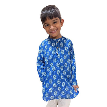 Maitreyo Kids Boys' Pure Cotton Printed Kurta Pyjama Set-2