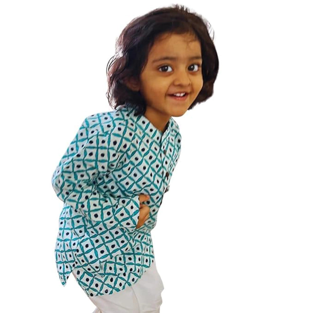 Maitreyo Unisex Kids Pure Cotton Print Kurta Pyjama Set-4