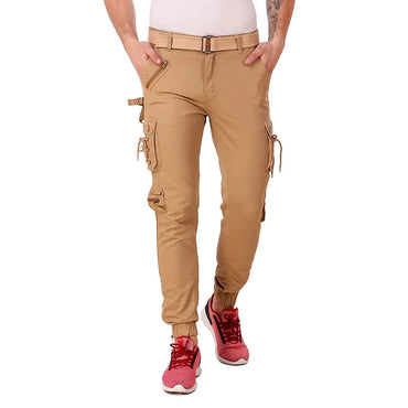 O Madam Cotton Fit and Flare 6 Pocket Cargo Casual Trousers-1