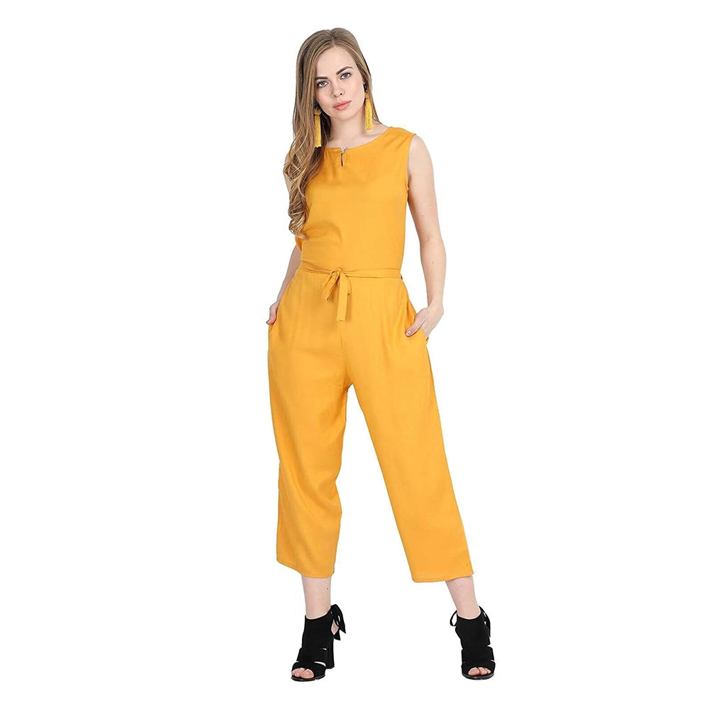 O Madam Crepe Solid Sleeveless Loose Fit Round Neck Culotte Casual and Summer Kurti for Women (Pack of 5)