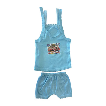 Pitha Garments New Born Baby Jabbla Top Tie Type Sky Blue