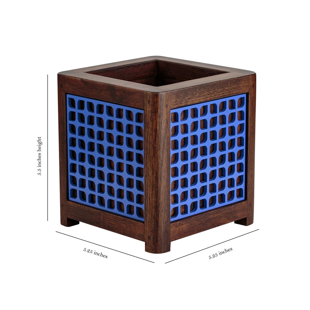 Point of Hue QUBO Placid Leafy Blue Planter Pot.3