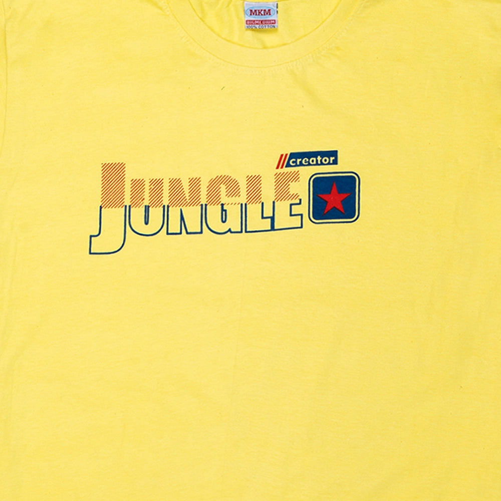 Powermerc Cotton Chest Printed T-shirts for Men-Yellow-2