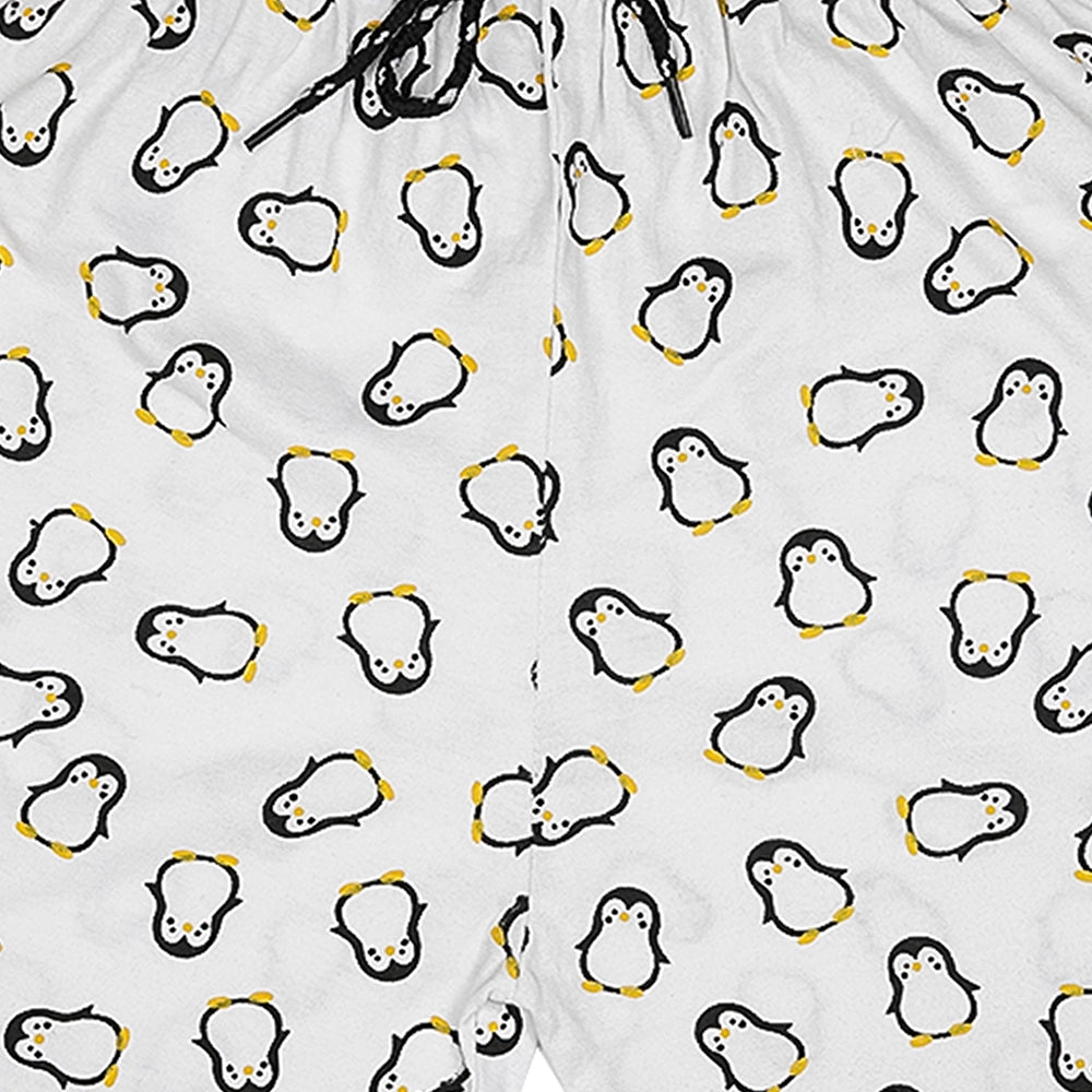 Powermerc Cotton Shorts Cutie Penguin Printed all over in shorts White-3