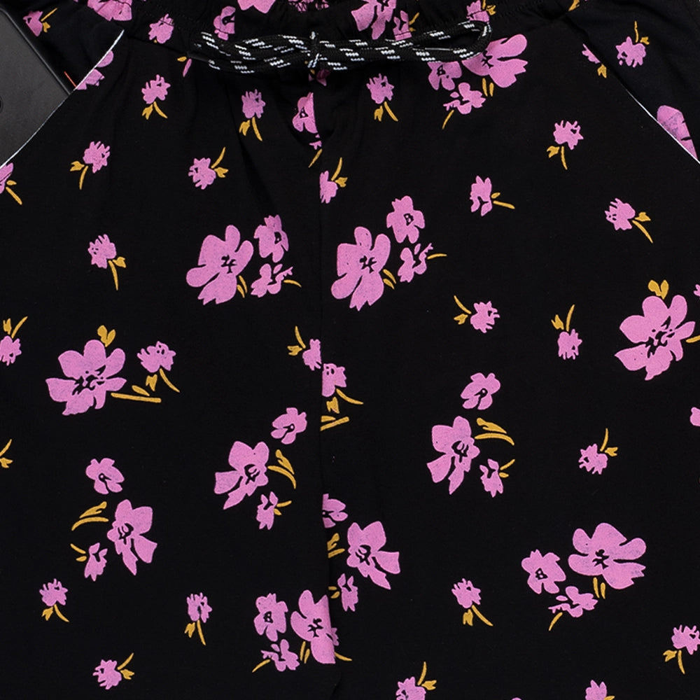 Powermerc Printed Shorts for Women with Pocket on both sides of the shorts-Black-3