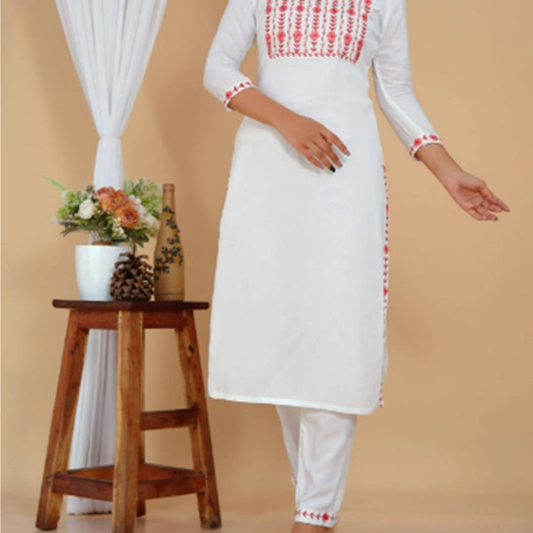 Rayon Kurti Pant Set - 4