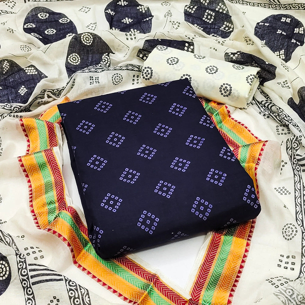 SC-Unstitched Pure Cotton Blue color Salwar Suit Sets 6