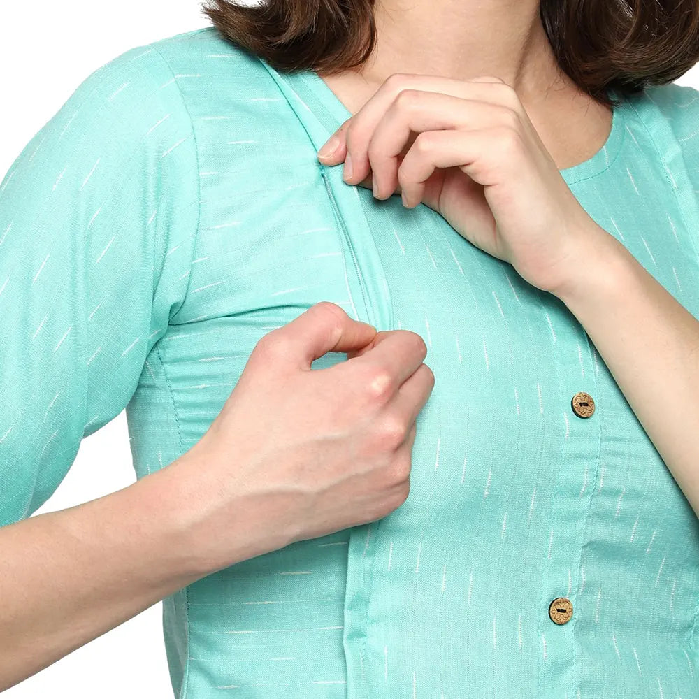 SUSHIL APPARELS STRAIGHT METERNITY KURTI (AQUA)-3