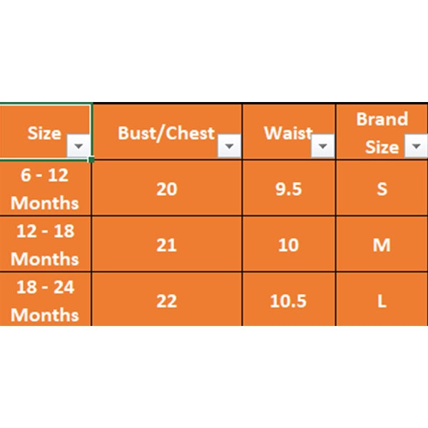 KIDZLIFE Dungarees Size chart