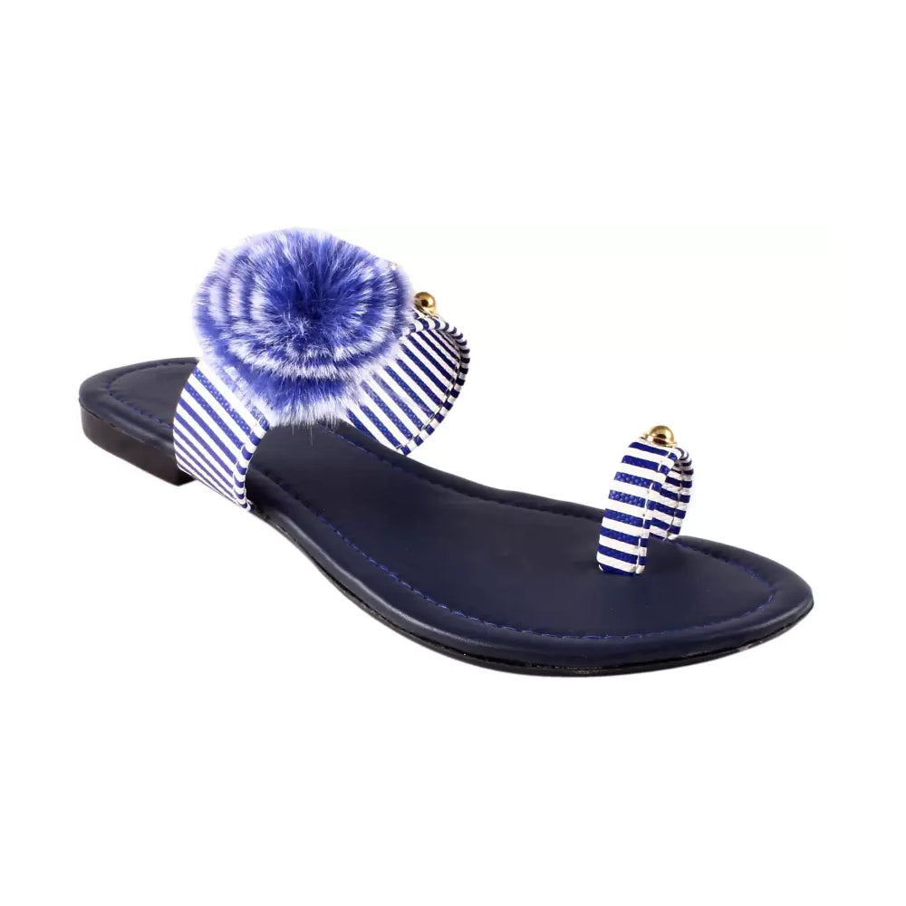 INDI CRAFT FASHION Women Blue Flats Sandal (Pack of 6 Pairs)