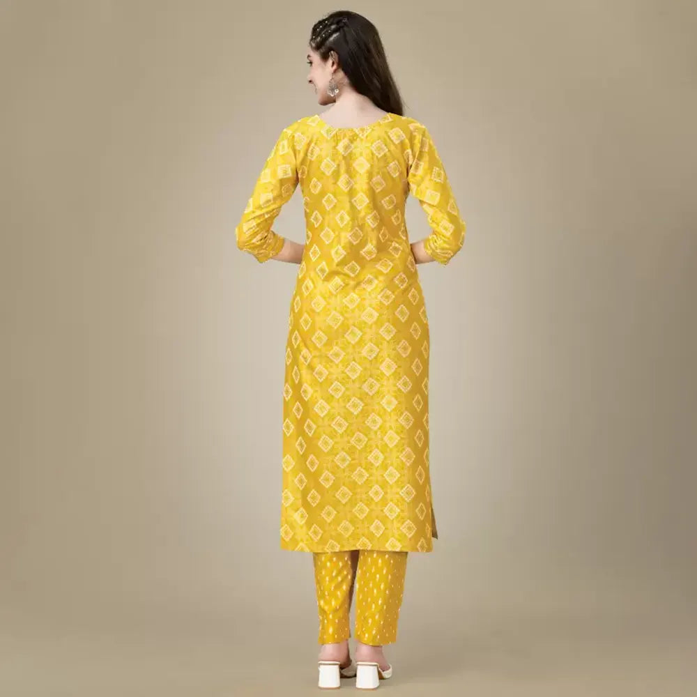 Women Kurta and Pant Set Cotton Rayon-3