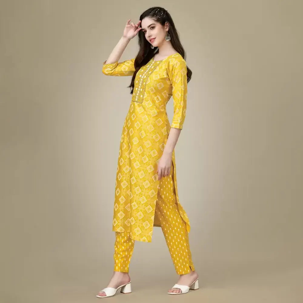 Women Kurta and Pant Set Cotton Rayon-4