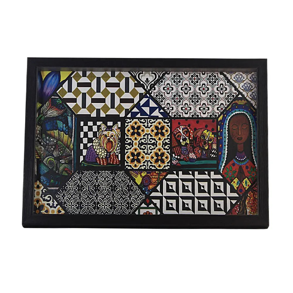 Home and Kitchen Use Serving Dining Tray, Wooden Tray (Modern Art)- (Pack of 5)