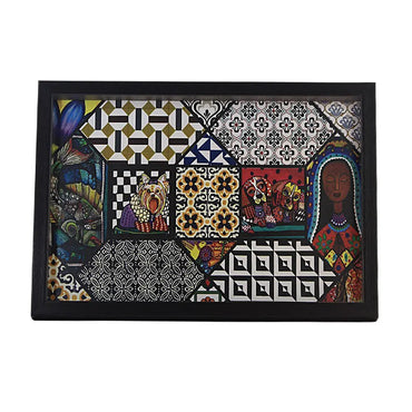 Home and Kitchen Use Serving Dining Tray, Wooden Tray (Modern Art)- (Pack of 5)